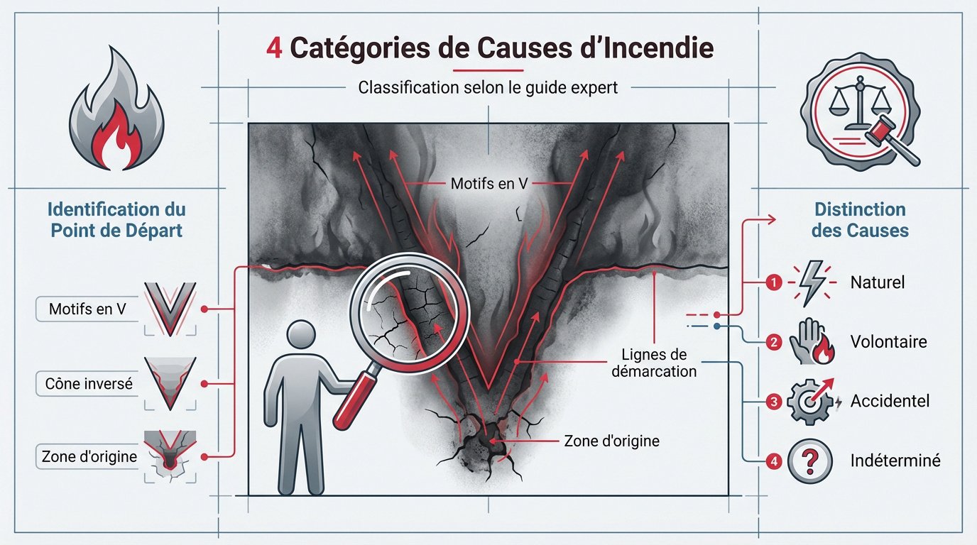 Graphique des quatre catégories de causes d'incendie selon la norme NFPA 921