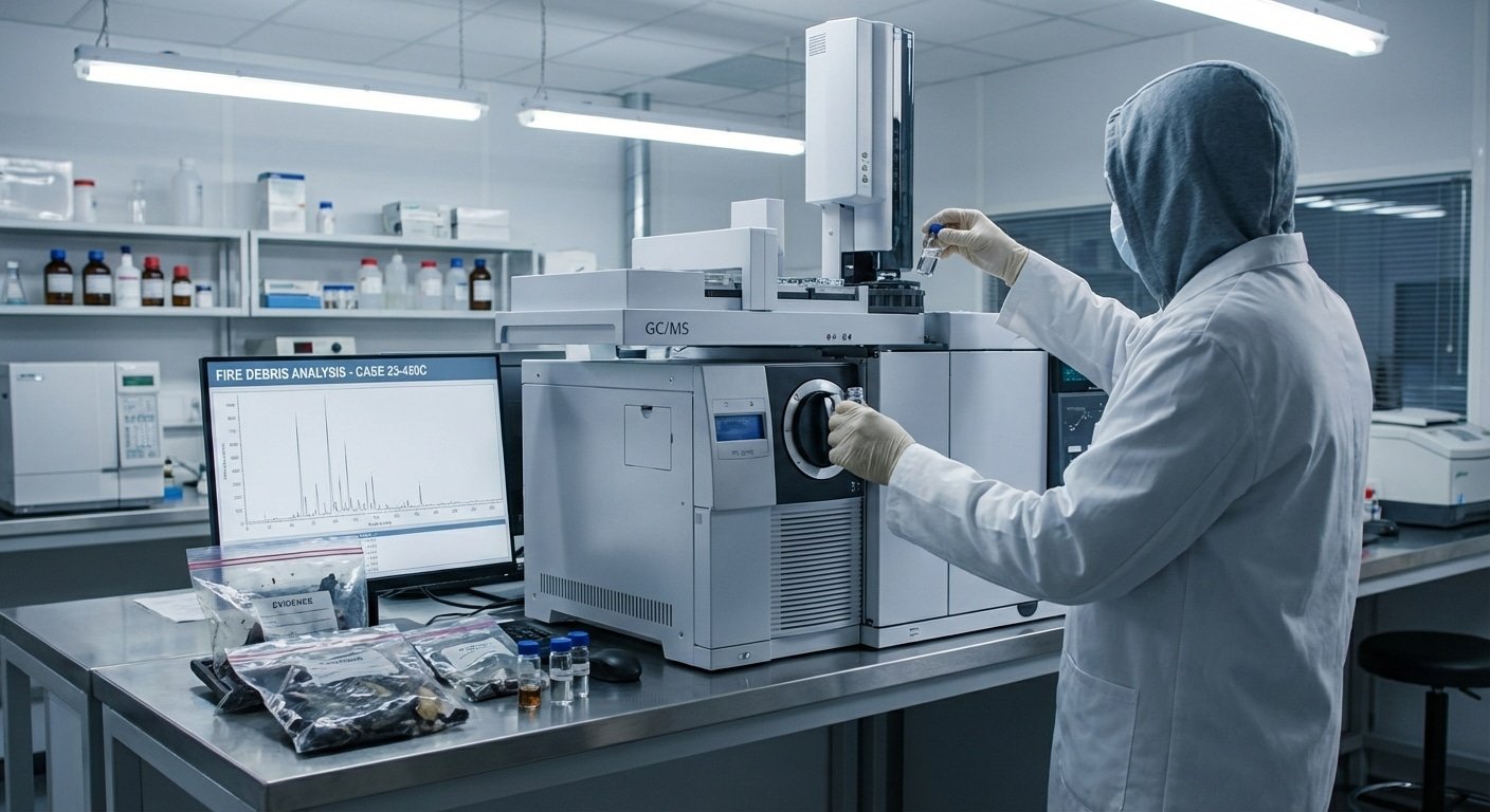 Analyse en laboratoire des debris d incendie avec equipement de chromatographie gazeuse pour expertise RCCI