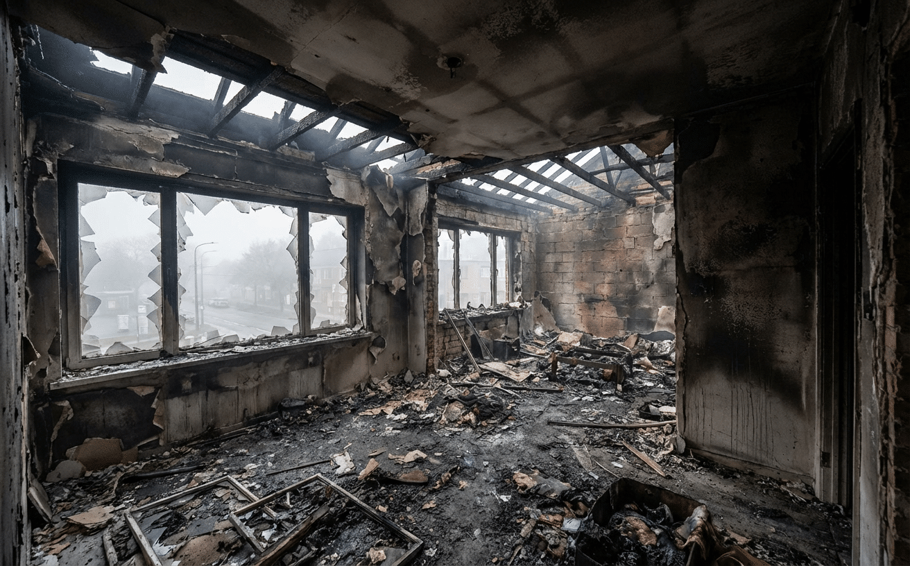 Appartement totalement détruit par un incendie et rendu inhabitable