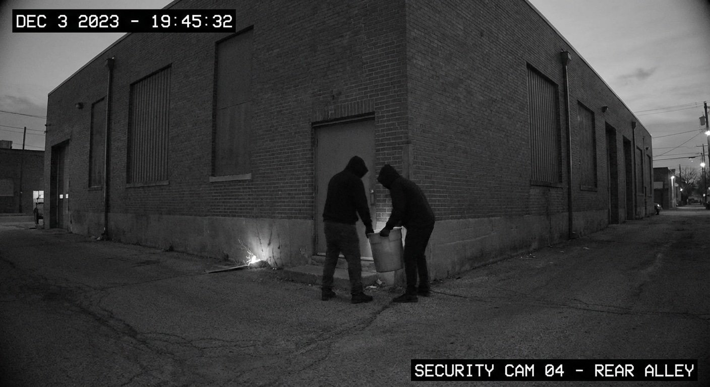 Images de camera de surveillance montrant une activite suspecte avant un incendie