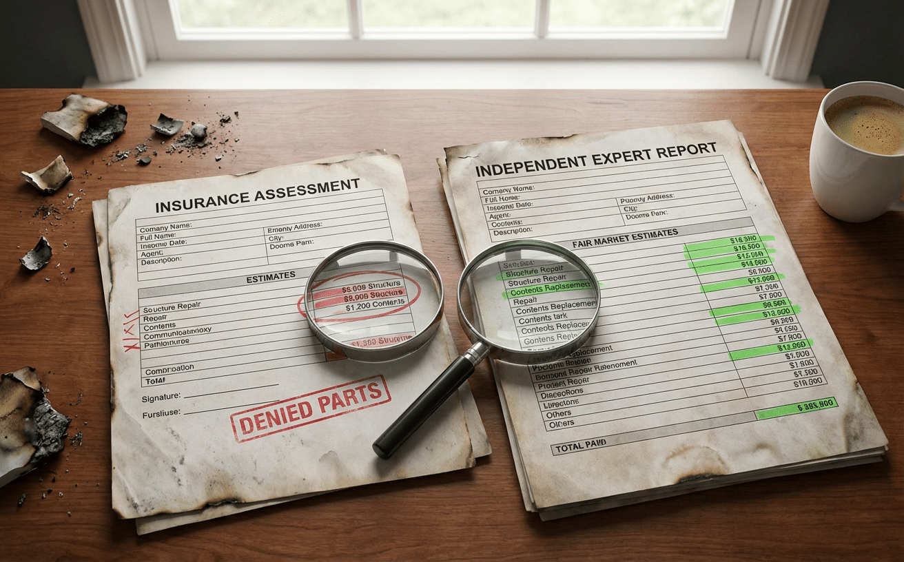 Comparaison de deux rapports d’expertise incendie avec estimations divergentes