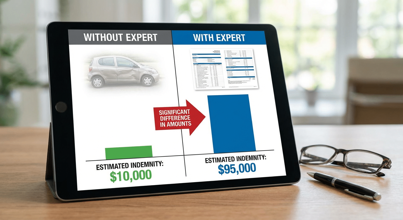 Comparaison indemnisation avec et sans expert