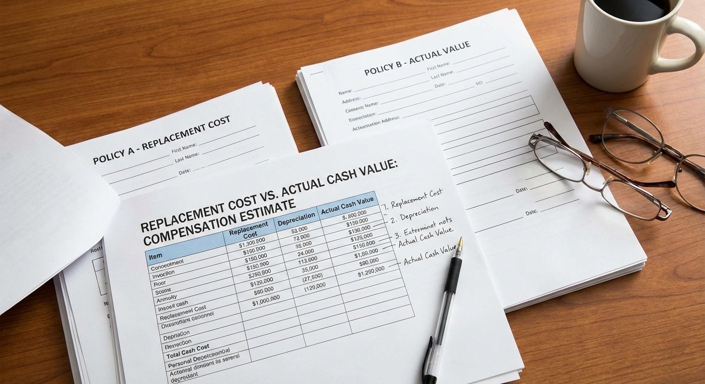 Valeur de remplacement vs valeur reelle indemnisation