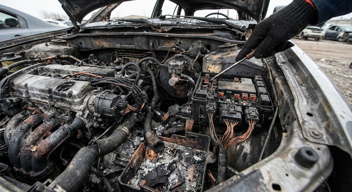 Compartiment moteur brule analyse origine incendie