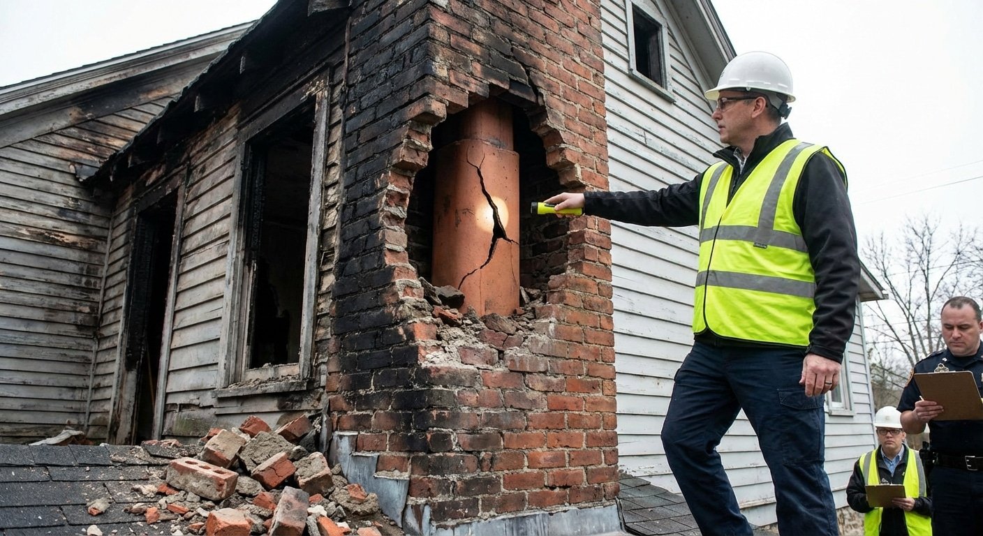 Conduit cheminee fissure apres incendie