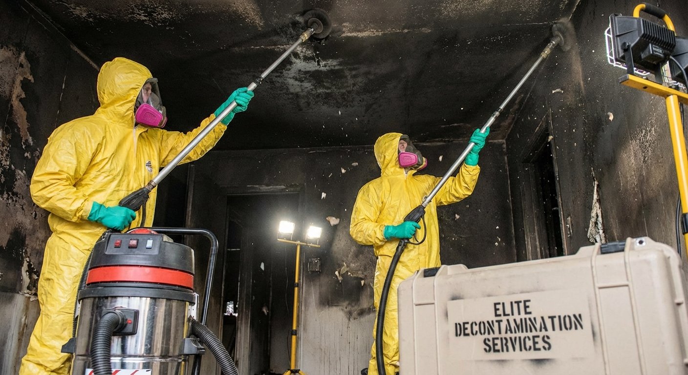 Decontamination des murs et plafonds apres un feu