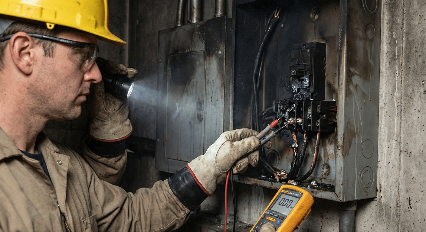 Diagnostic electrique apres incendie expertise