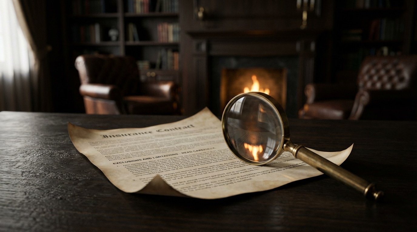 Document de contrat assurance incendie professionnel sous loupe