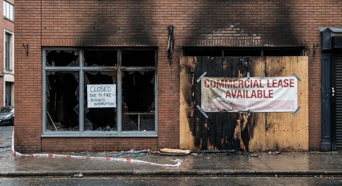 Local commercial endommagé par un incendie