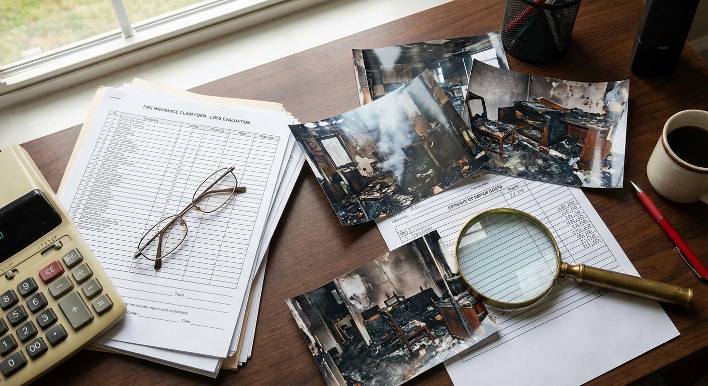 Documents de chiffrage d indemnisation incendie avec estimations et photographies des degats