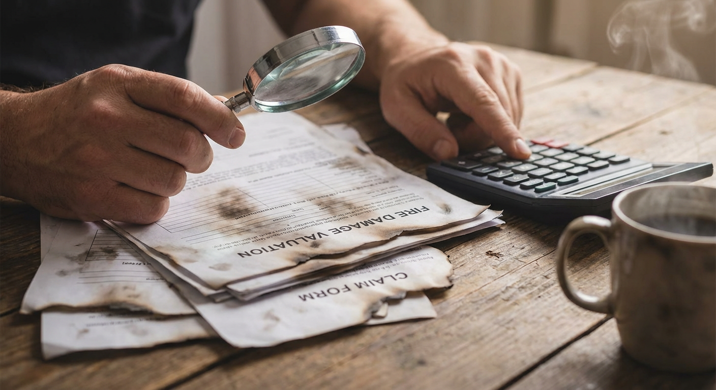 Expert calculant le montant d'indemnisation apres incendie