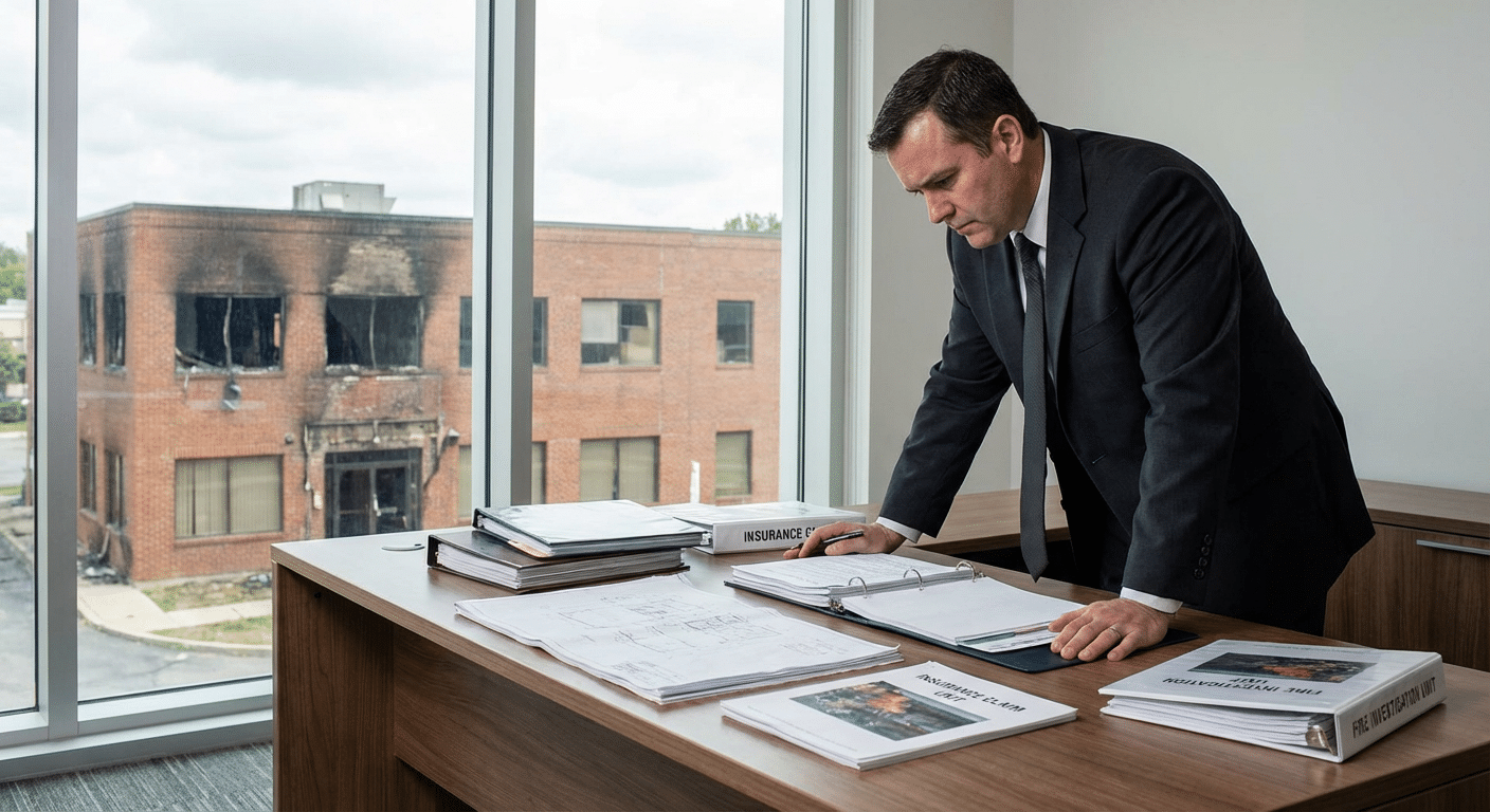 Expert en contre-expertise assurance incendie analysant un rapport