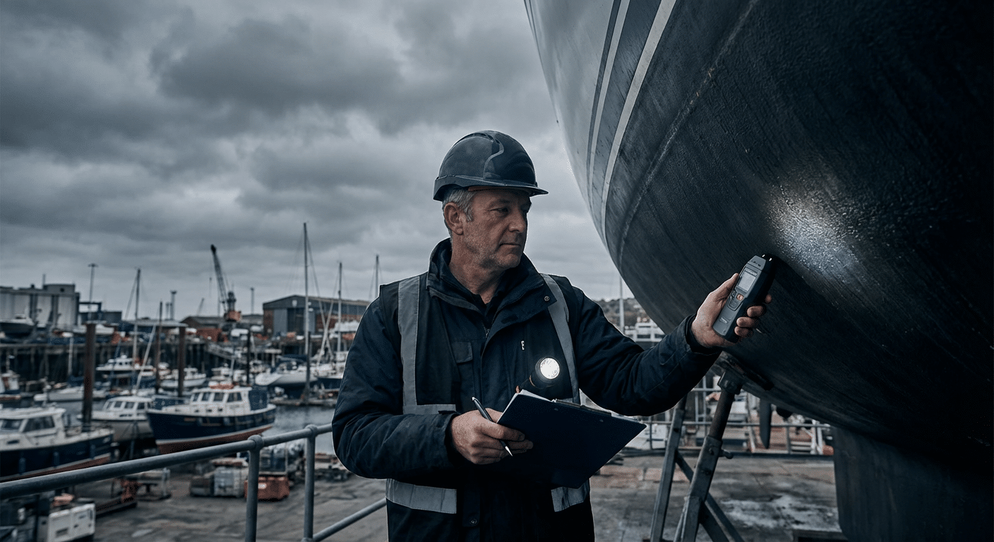 Expert maritime inspection yacht - controle coque et structure en cale seche
