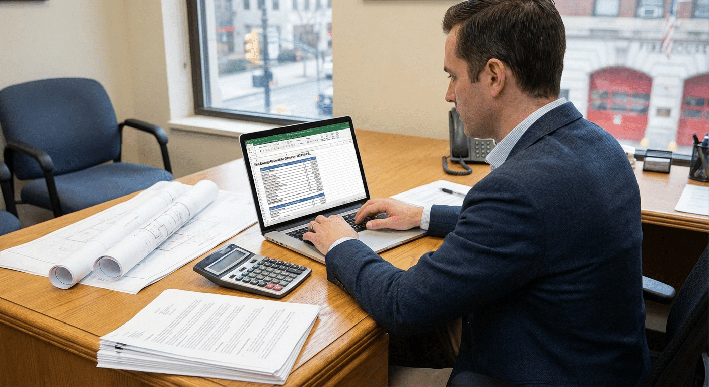 Expert rédigeant un rapport détaillé de chiffrage