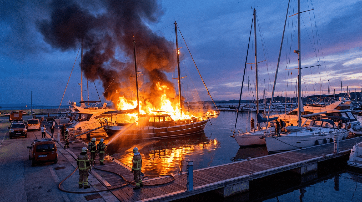 Feu de bateau au port expertise maritime
