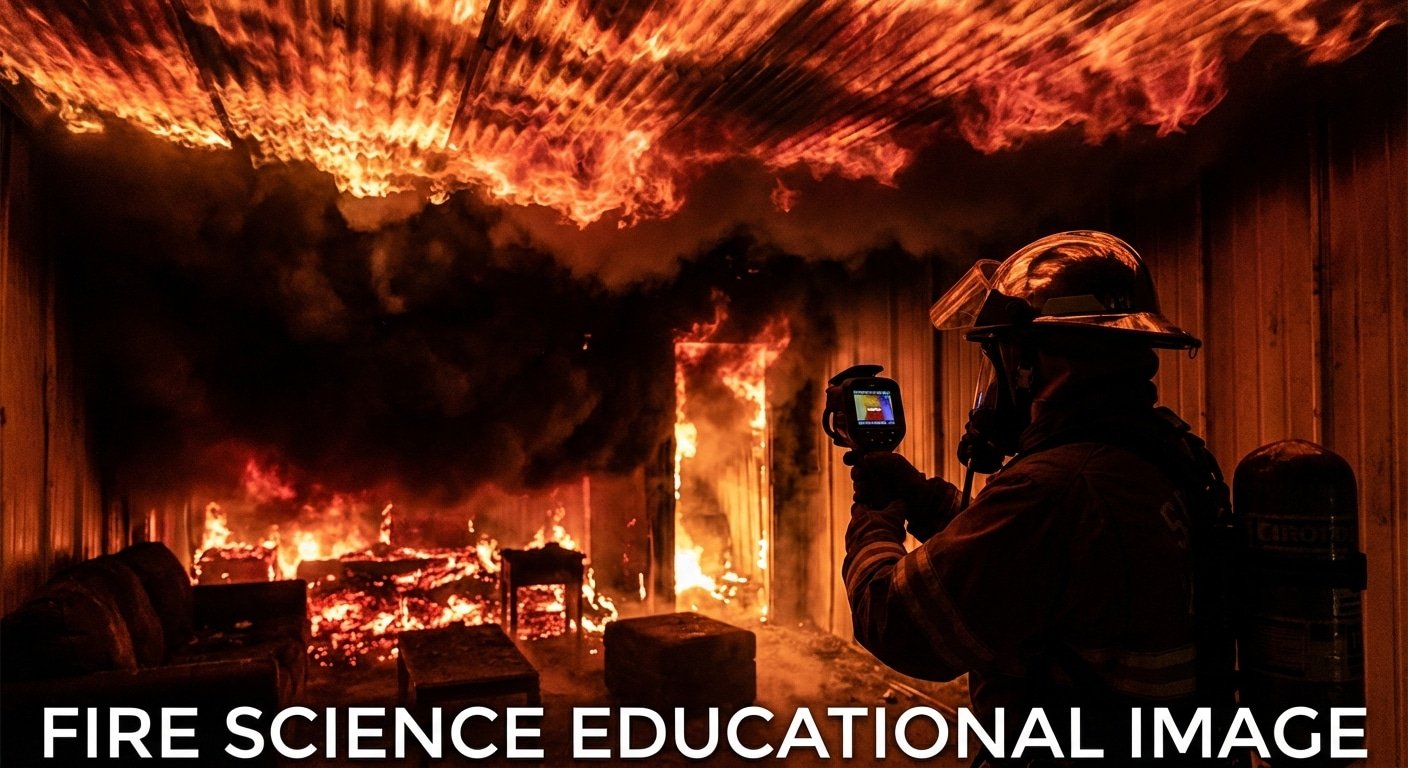 Flashover lors d un incendie : embrasement generalise d une piece avec flammes au plafond