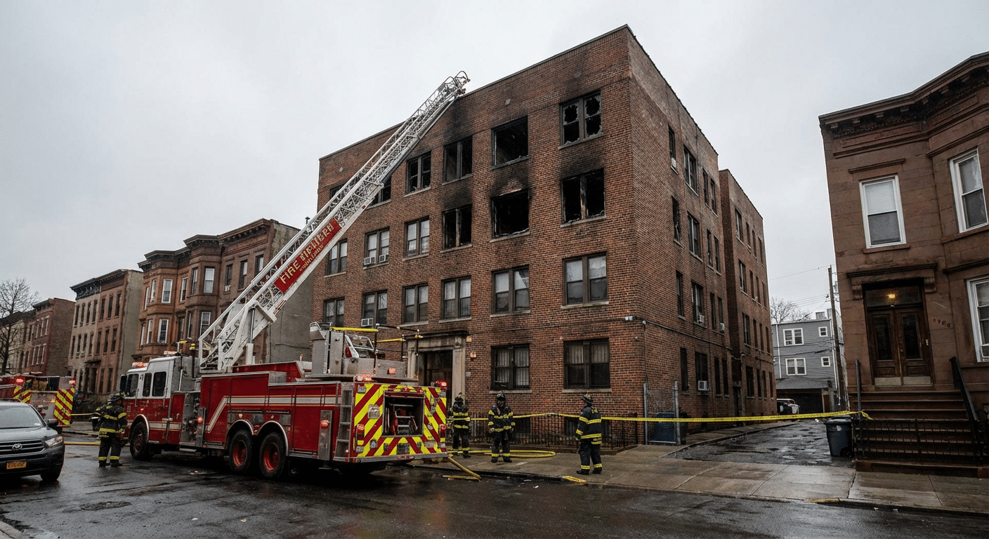 Immeuble en copropriete avec degats incendie sur la facade