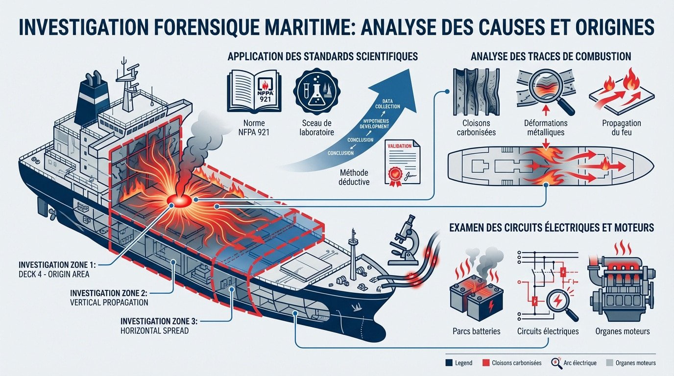 Expertise technique et recherche de causes d'incendie sur un navire de plaisance