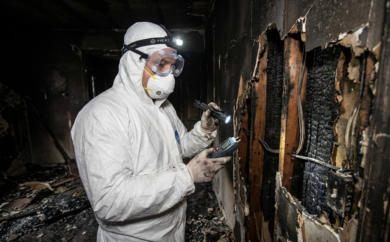 Inspection professionnelle des dégâts structurels d un mur après incendie