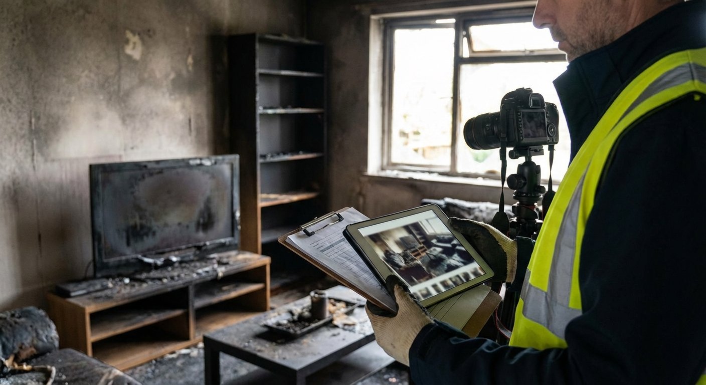 Inventaire des possessions dans une piece sinistree