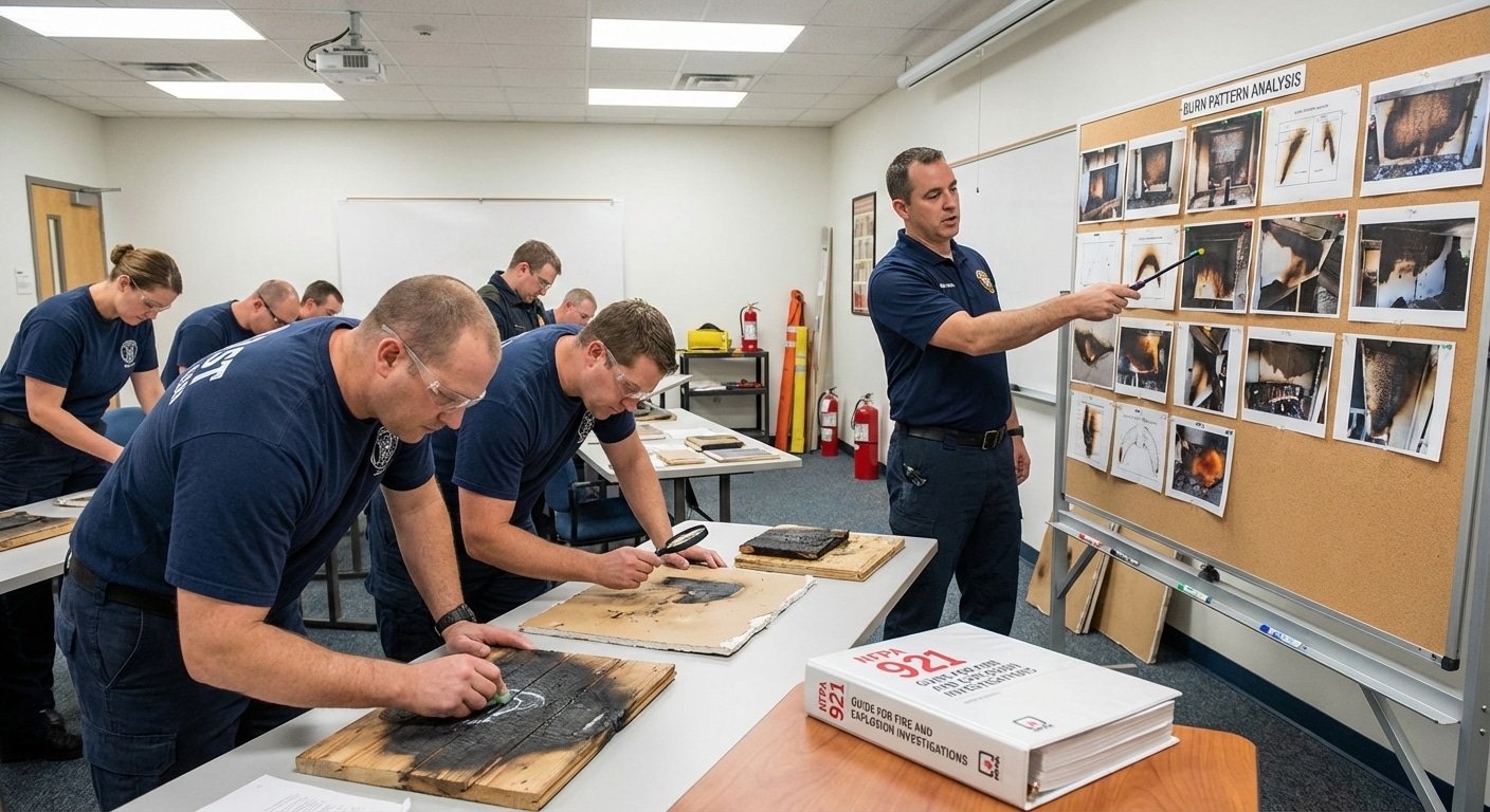 Salle de formation en investigation incendie avec etudiants