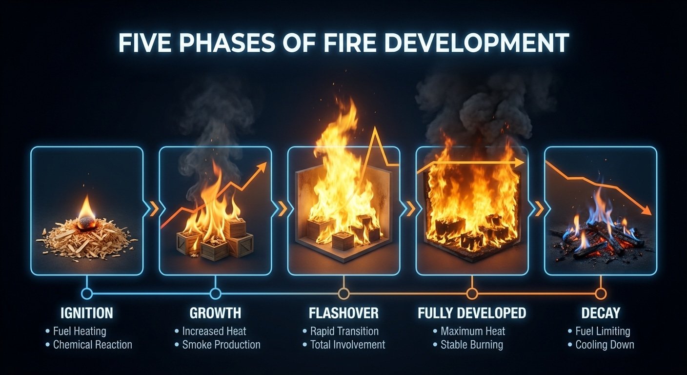 Les 5 phases de l'incendie - schema Fire Forensic
