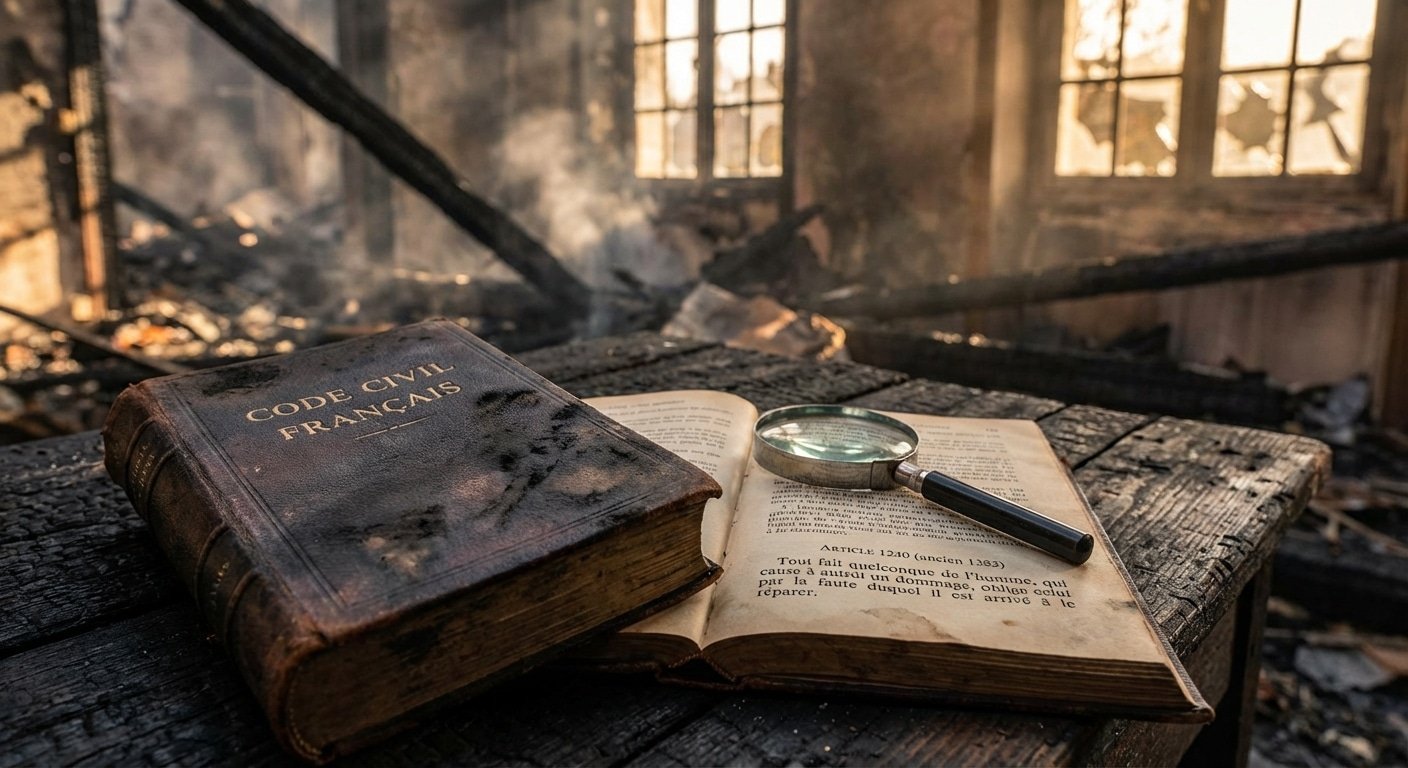 Article du code civil francais sur la responsabilite pour negligence dans le contexte des dommages par incendie
