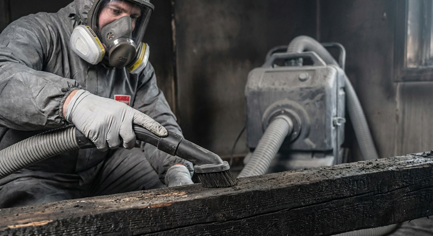 Nettoyage professionnel de suie sur surfaces interieures