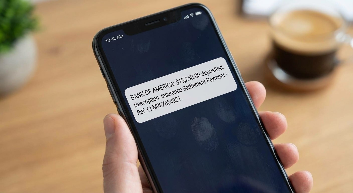 Notification de virement d indemnisation assurance incendie sur smartphone