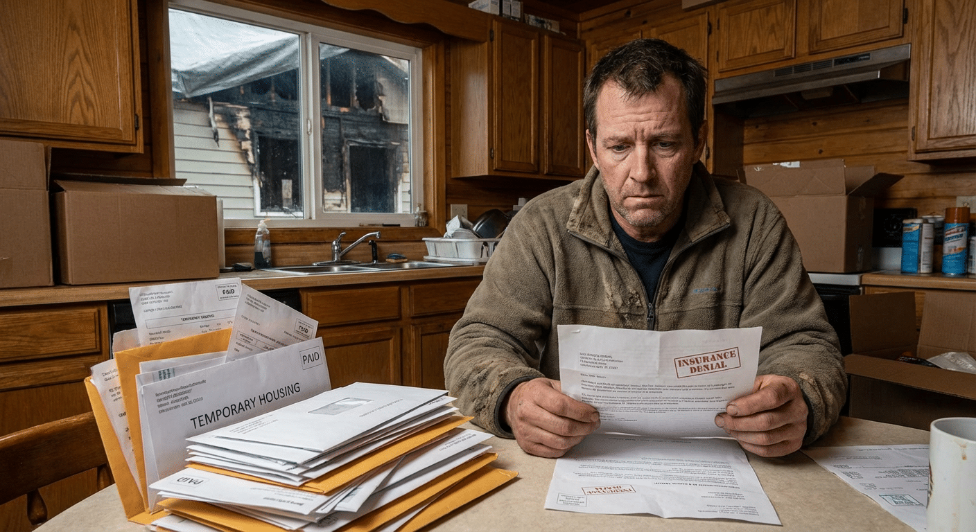Propriétaire examinant un courrier de refus d'indemnisation
