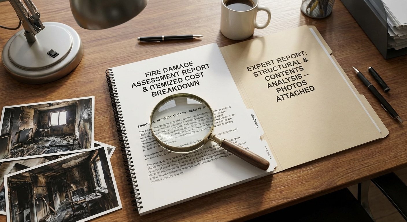 Rapport détaillé estimation dommages incendie