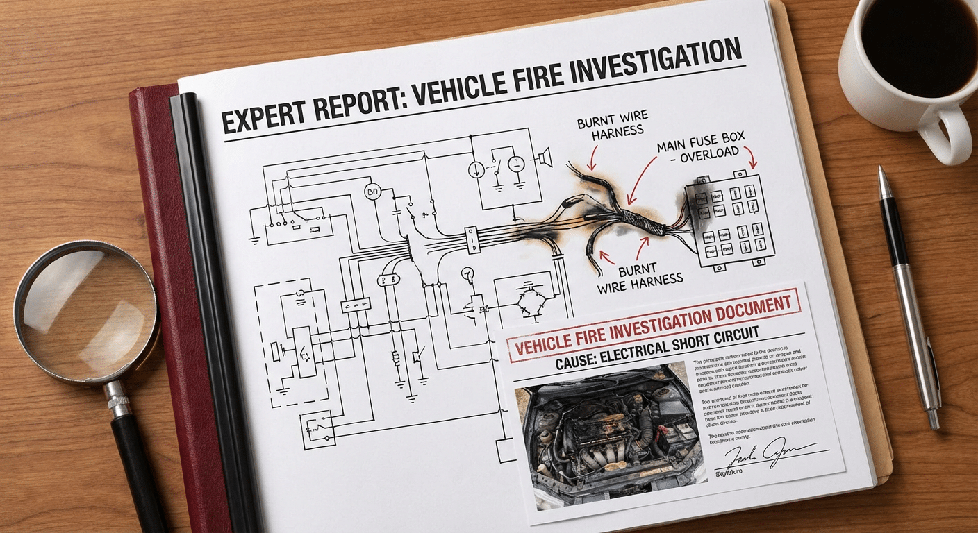 Rapport expert cause incendie voiture