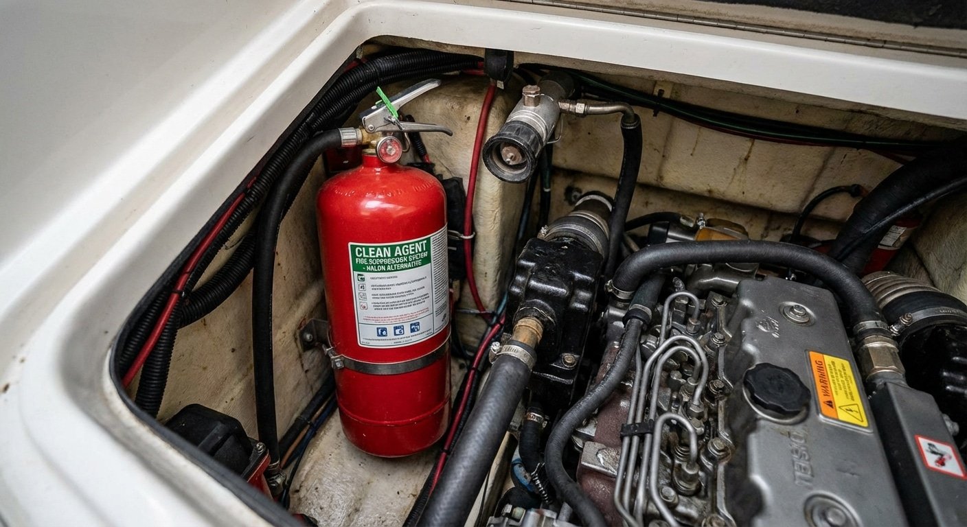 Systeme extinction automatique dans compartiment moteur bateau