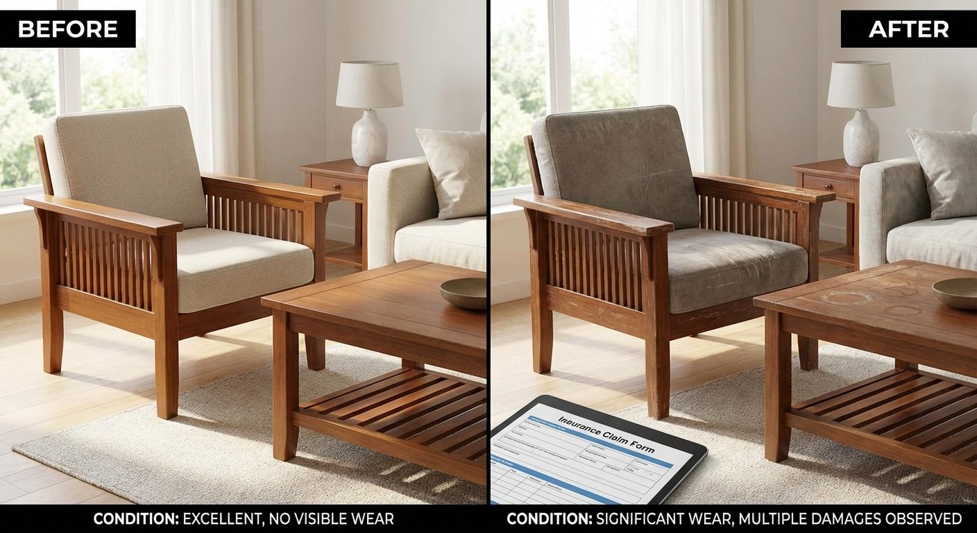 Comparaison avant apres etat du mobilier vetuste