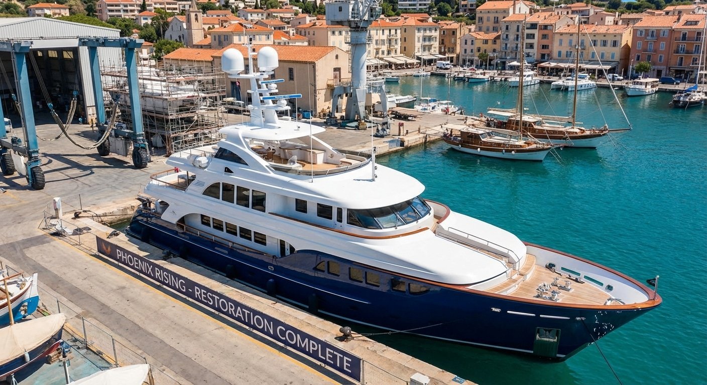 Yacht de luxe restauré après incendie