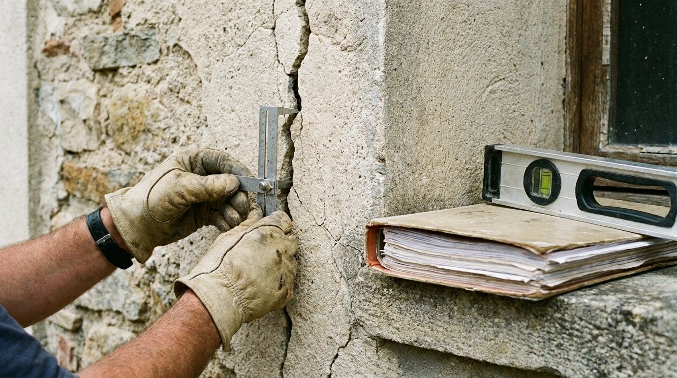 Relevé technique d'une fissure lors d'une contre-expertise après refus d'indemnisation