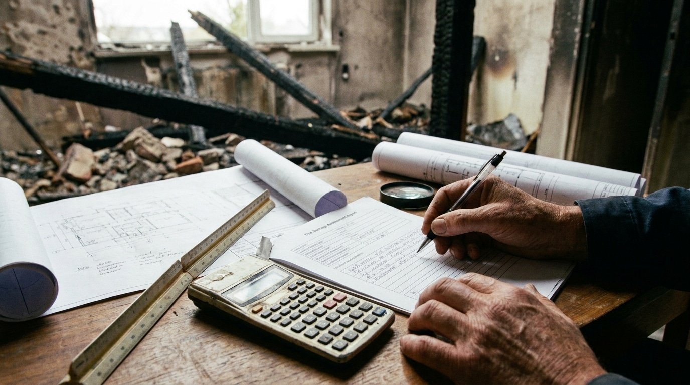 Évaluation chiffrée des dommages d'un sinistre incendie par un expert